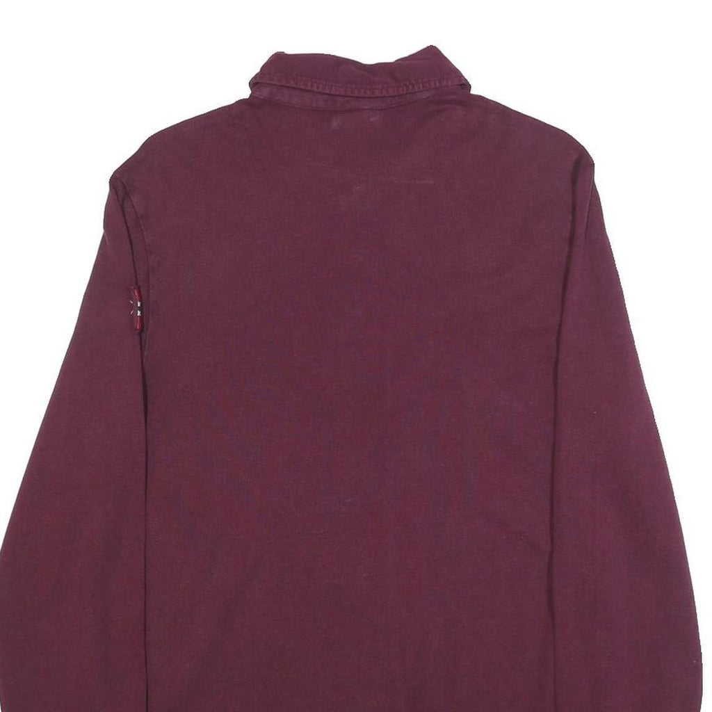 NAPAPIJRI Mens Maroon Long Sleeve Logo Embroidered Polo Shirt M Cotton Blend