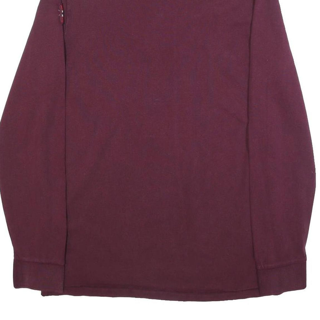 NAPAPIJRI Mens Maroon Long Sleeve Logo Embroidered Polo Shirt M Cotton Blend