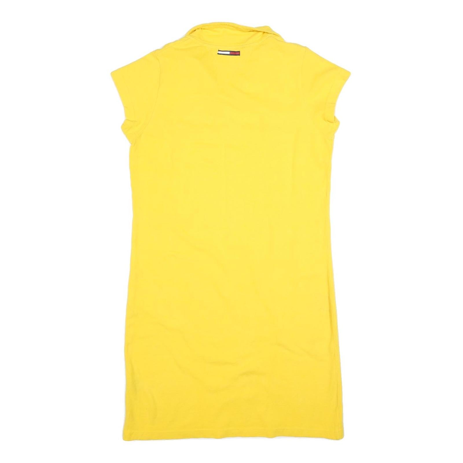 TOMMY JEANS Womens Yellow Cotton Blend Polo Dress Short Sleeve XL Casual Summer