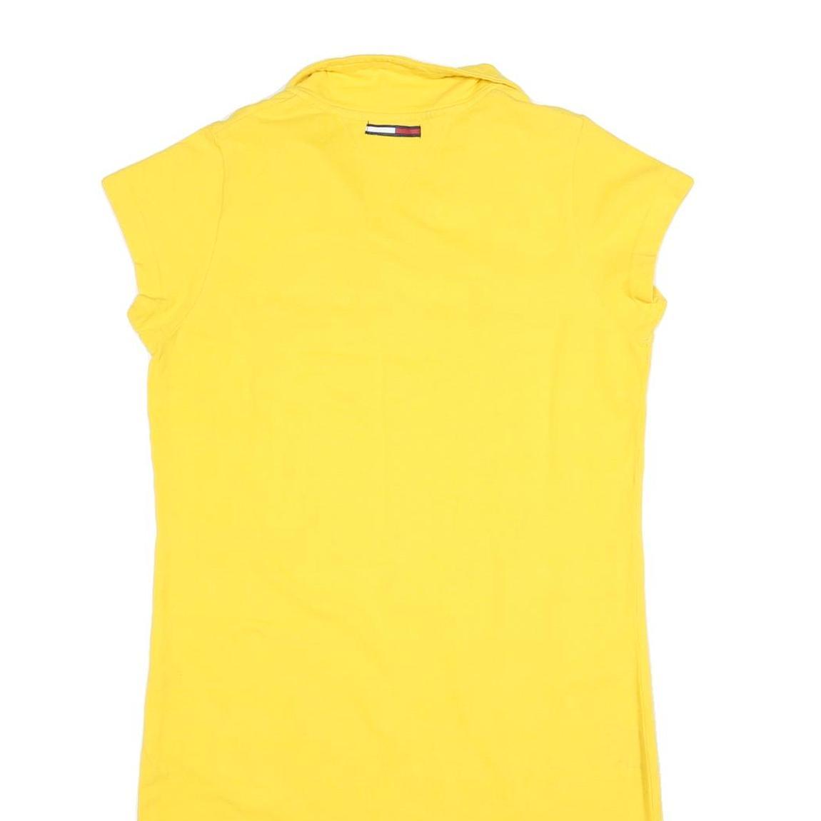 TOMMY JEANS Womens Yellow Cotton Blend Polo Dress Short Sleeve XL Casual Summer