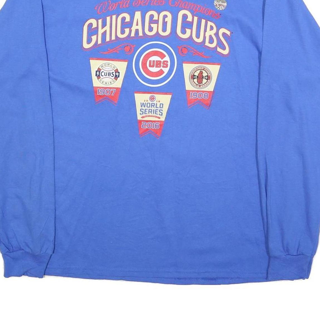 GILDAN Mens Blue Chicago Cubs Baseball Long Sleeve Crew Neck XL World Series