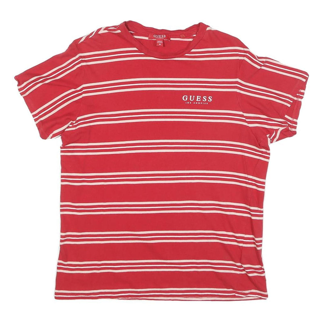 GUESS Mens Red & White Striped Graphic T-Shirt M Short Sleeve Crew Neck