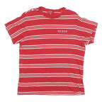 GUESS Mens Red & White Striped Graphic T-Shirt M Short Sleeve Crew Neck
