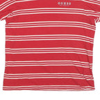 GUESS Mens Red & White Striped Graphic T-Shirt M Short Sleeve Crew Neck