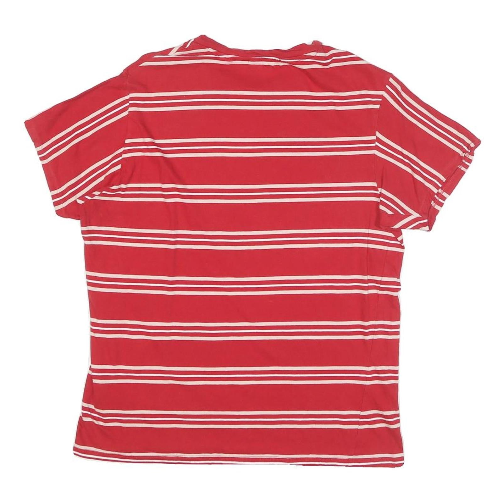 GUESS Mens Red & White Striped Graphic T-Shirt M Short Sleeve Crew Neck