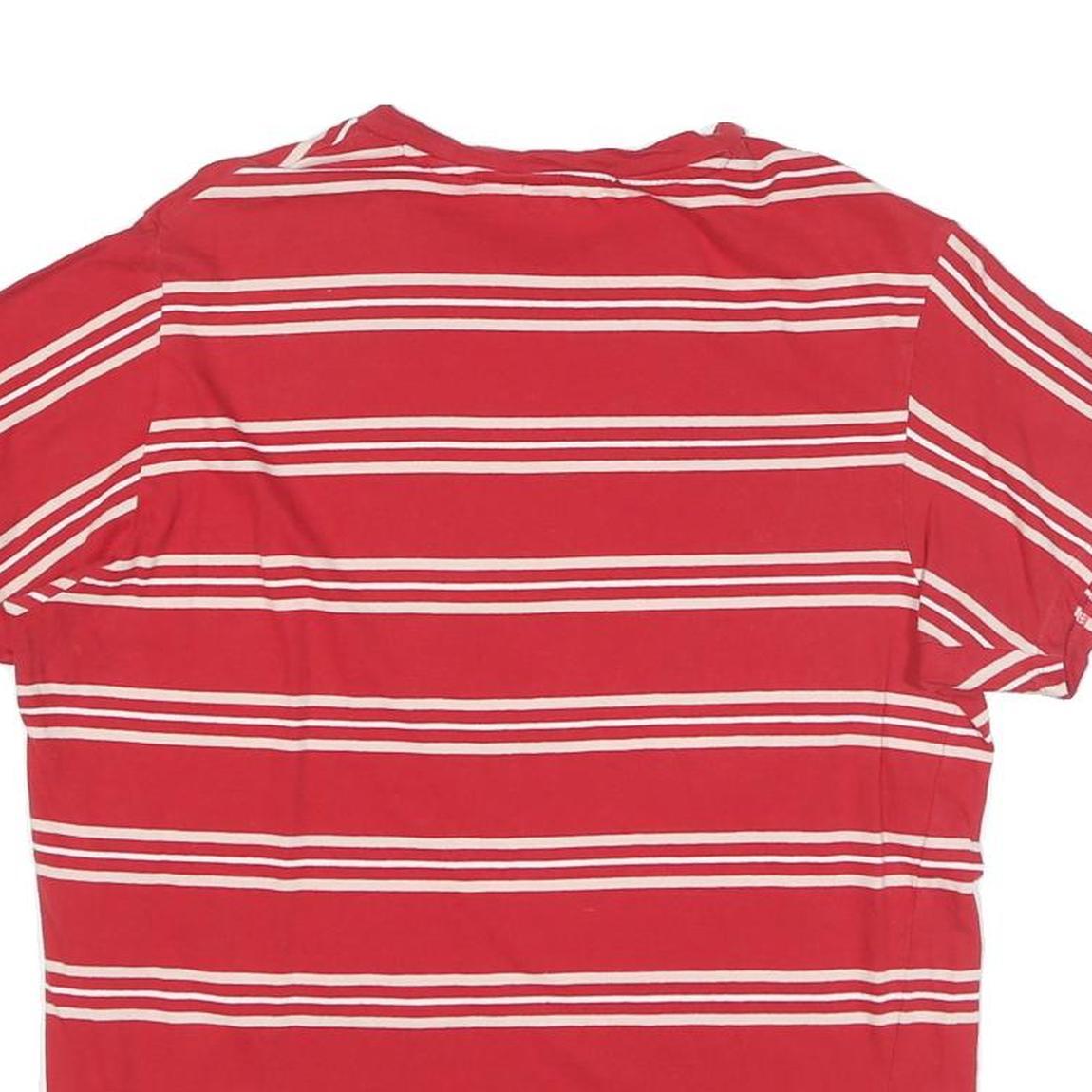 GUESS Mens Red & White Striped Graphic T-Shirt M Short Sleeve Crew Neck