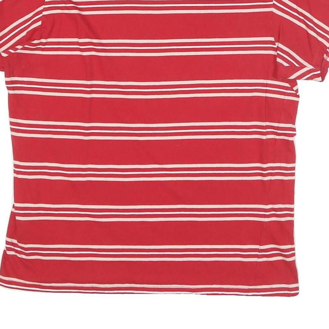 GUESS Mens Red & White Striped Graphic T-Shirt M Short Sleeve Crew Neck
