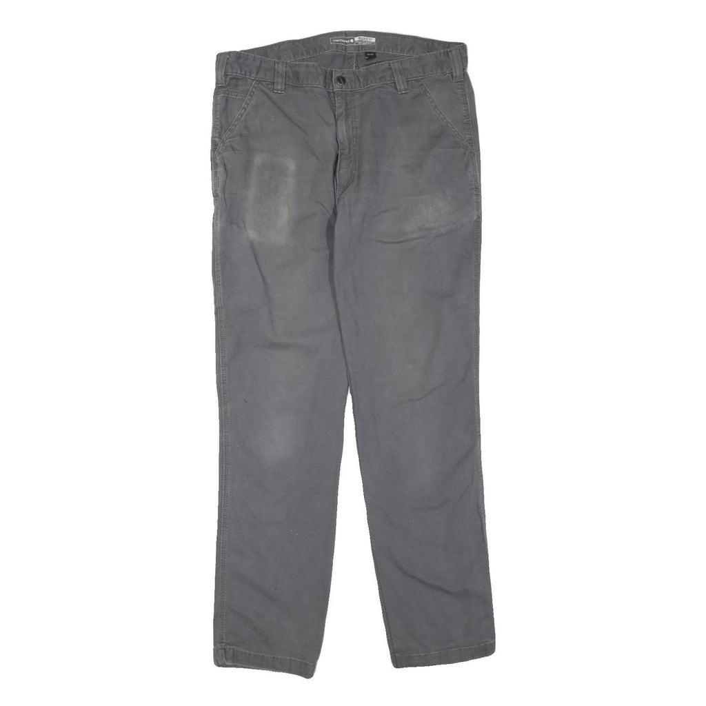 CARHARTT Mens Cotton Blend Grey Regular Straight Trousers W38 L34 Workwear Zip