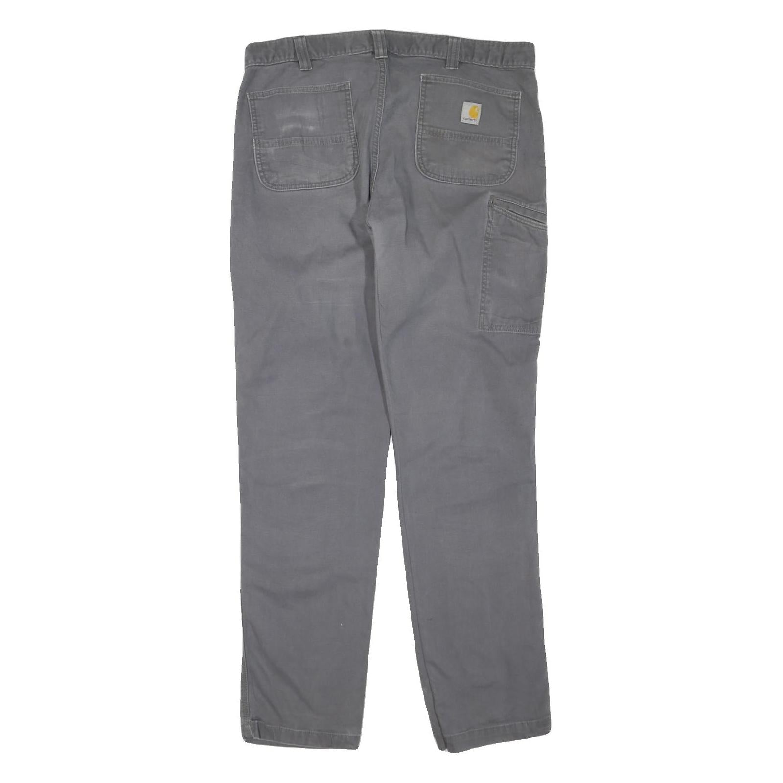 CARHARTT Mens Cotton Blend Grey Regular Straight Trousers W38 L34 Workwear Zip