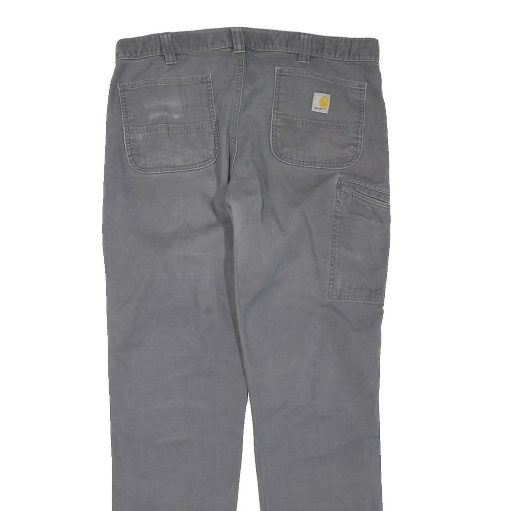 CARHARTT Mens Cotton Blend Grey Regular Straight Trousers W38 L34 Workwear Zip