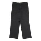 DICKIES Mens Polyester Blend Black Regular Cargo Trousers W34 L32 Workwear Zip