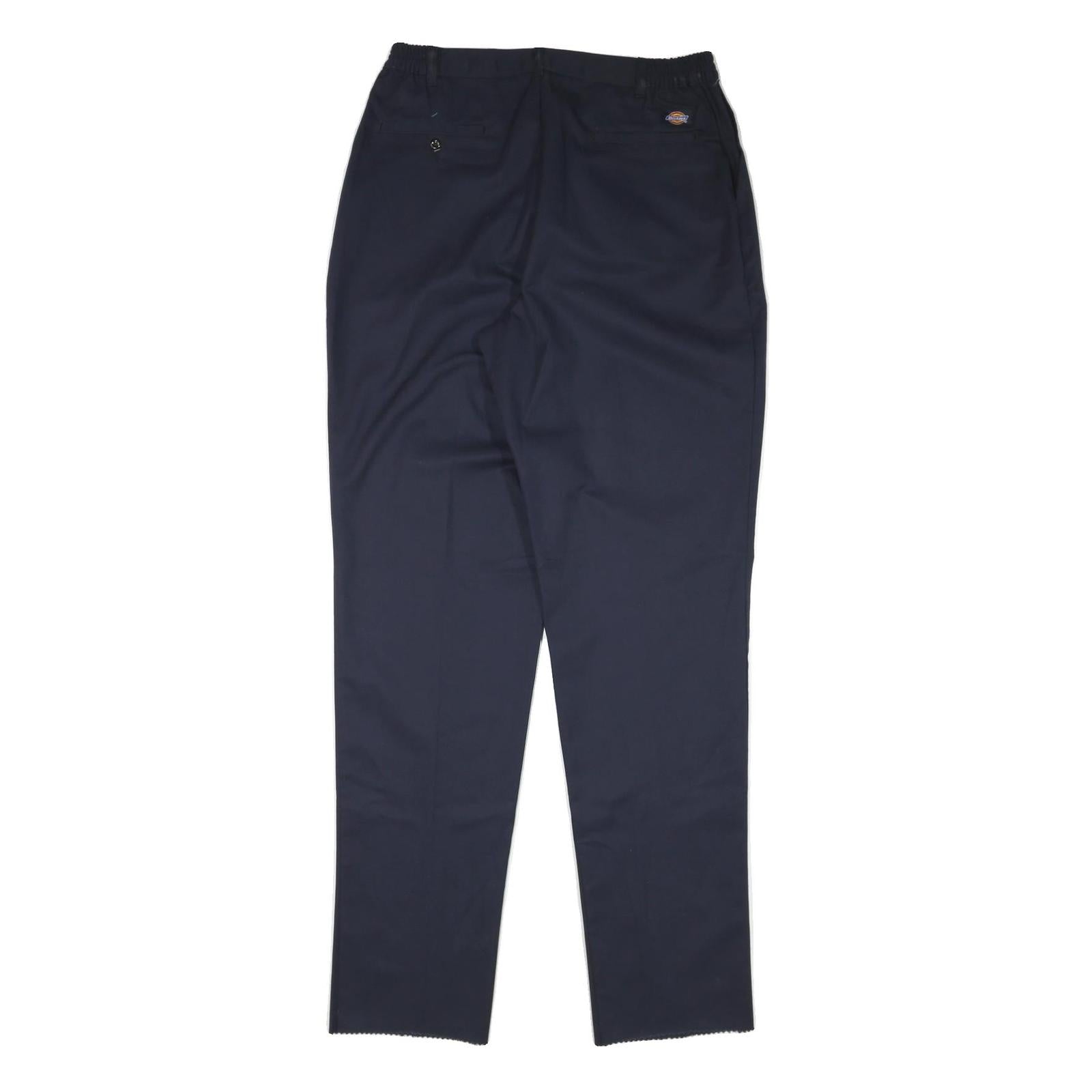 DICKIES Mens Cotton Blend Navy Relaxed Straight Trousers W32 L37 Workwear