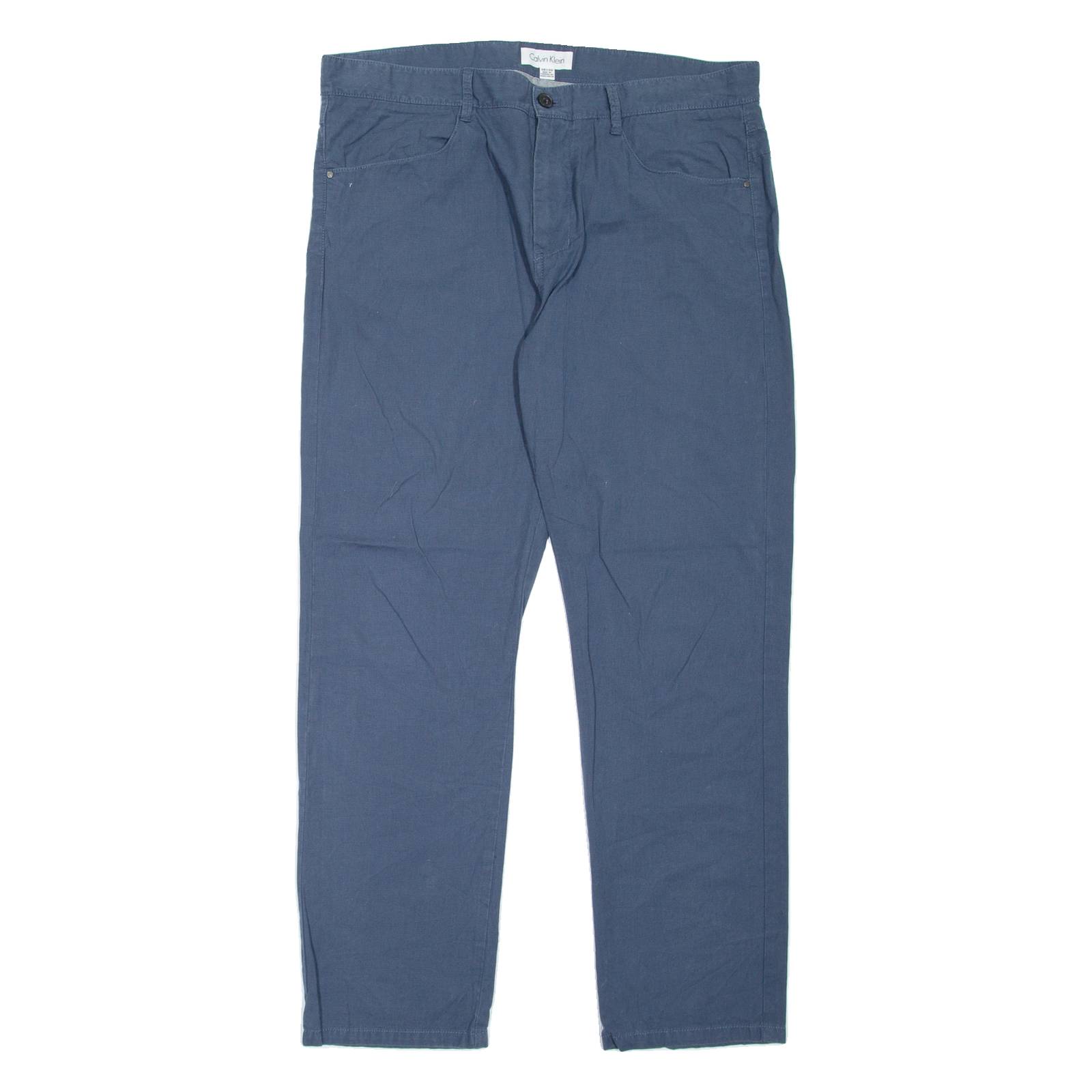 CALVIN KLEIN Mens Trousers Blue Regular Straight W36 L30