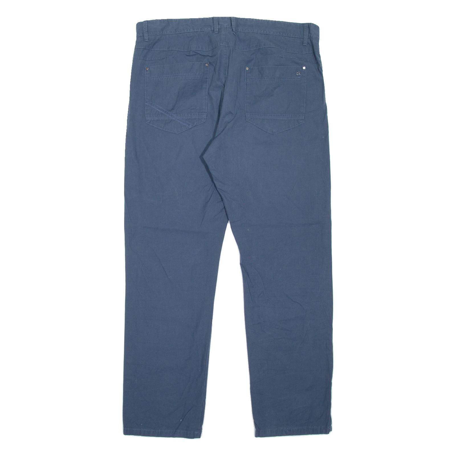 CALVIN KLEIN Mens Trousers Blue Regular Straight W36 L30