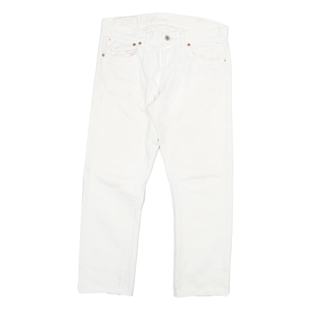 DICKIES Mens Regular Fit White Cotton Blend Jeans W32 L26 Zip Pockets