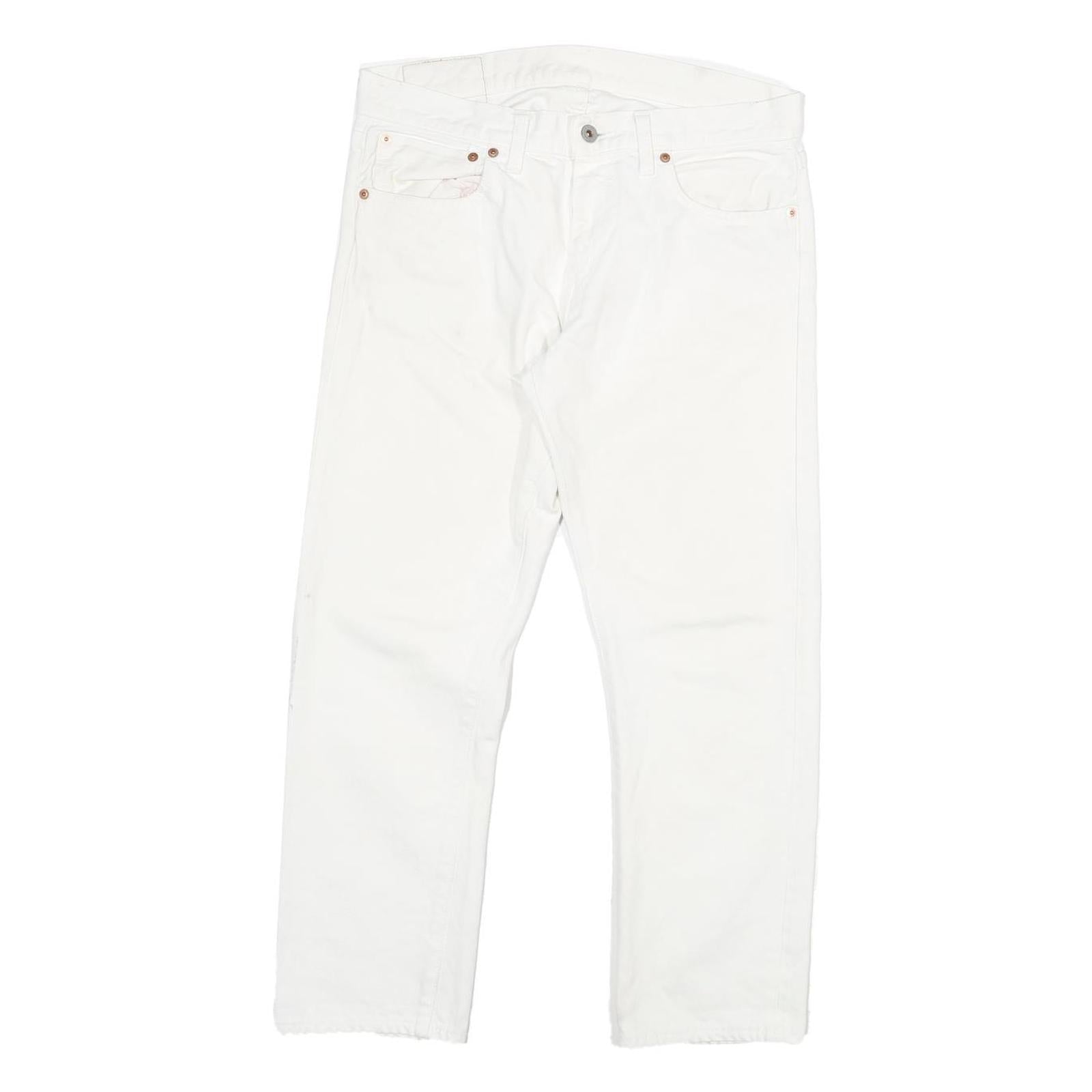 DICKIES Mens Regular Fit White Cotton Blend Jeans W32 L26 Zip Pockets