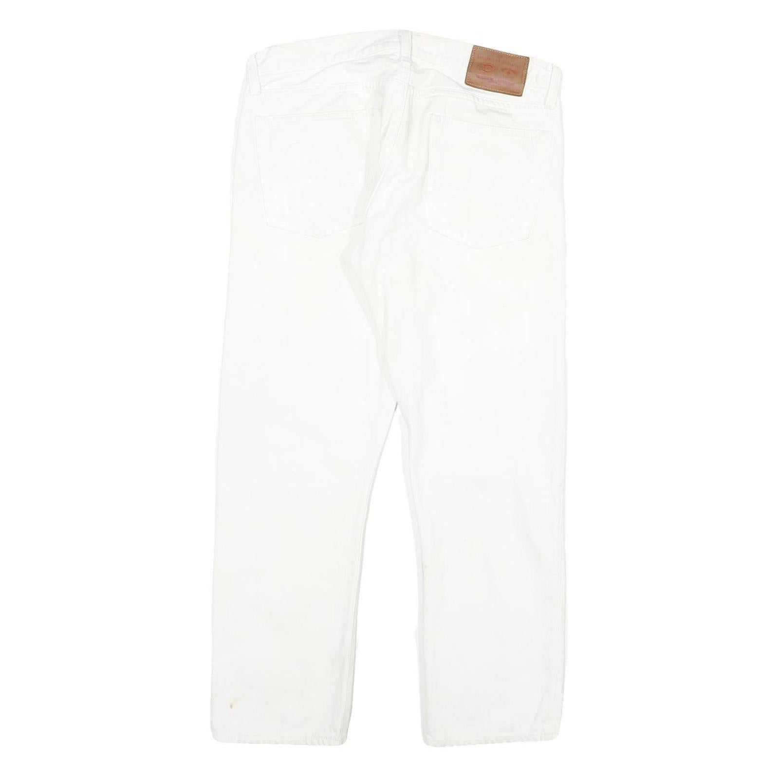 DICKIES Mens Regular Fit White Cotton Blend Jeans W32 L26 Zip Pockets