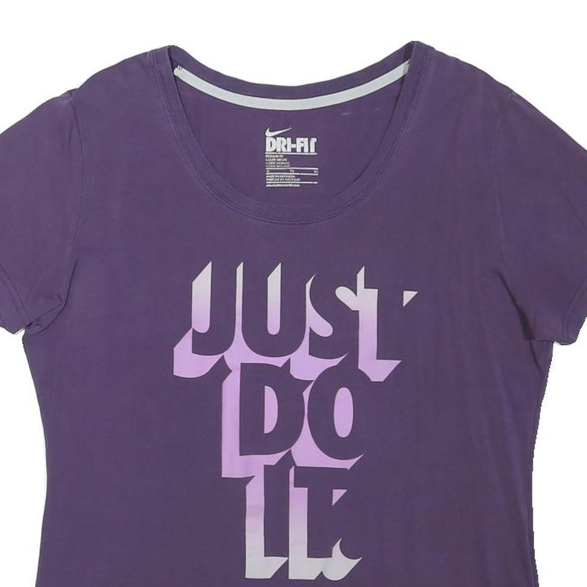 NIKE Womens Purple Graphic T-Shirt XL Short Sleeve Crew Neck Just Do It