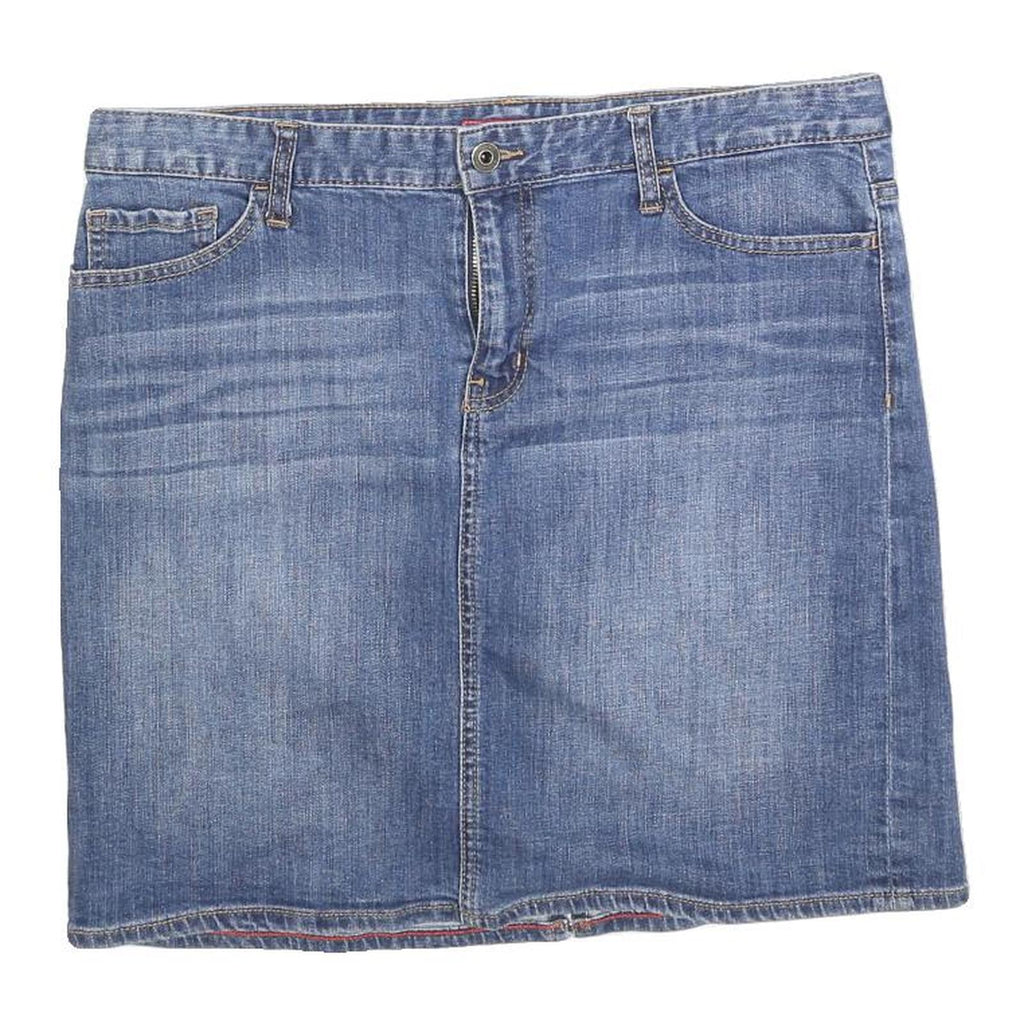 TOMMY HILFIGER Womens Blue Denim Straight Knee Length Woven Cotton Blend Skirt L