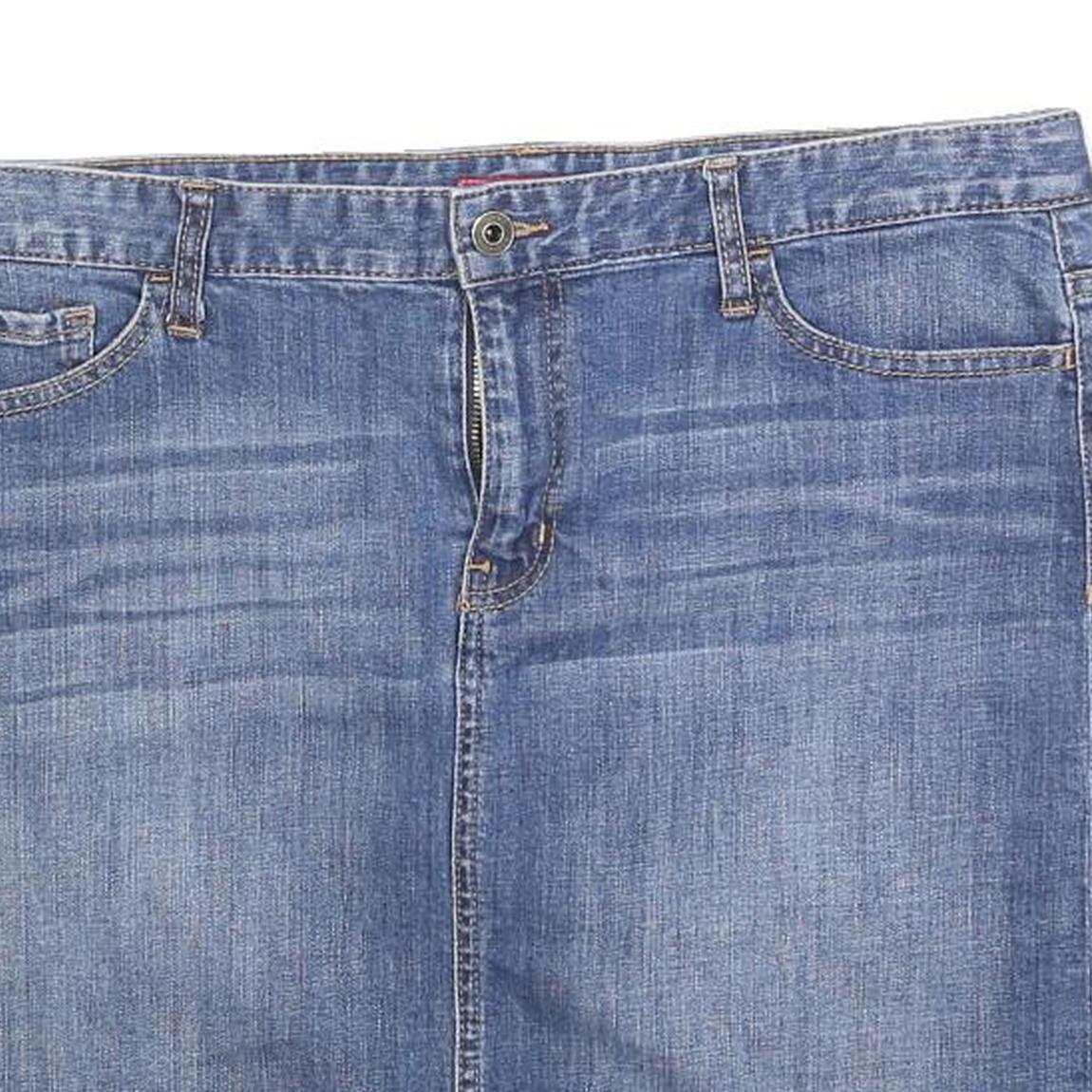 TOMMY HILFIGER Womens Blue Denim Straight Knee Length Woven Cotton Blend Skirt L