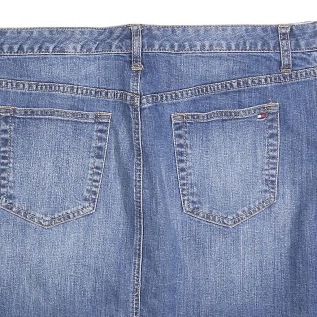 TOMMY HILFIGER Womens Blue Denim Straight Knee Length Woven Cotton Blend Skirt L