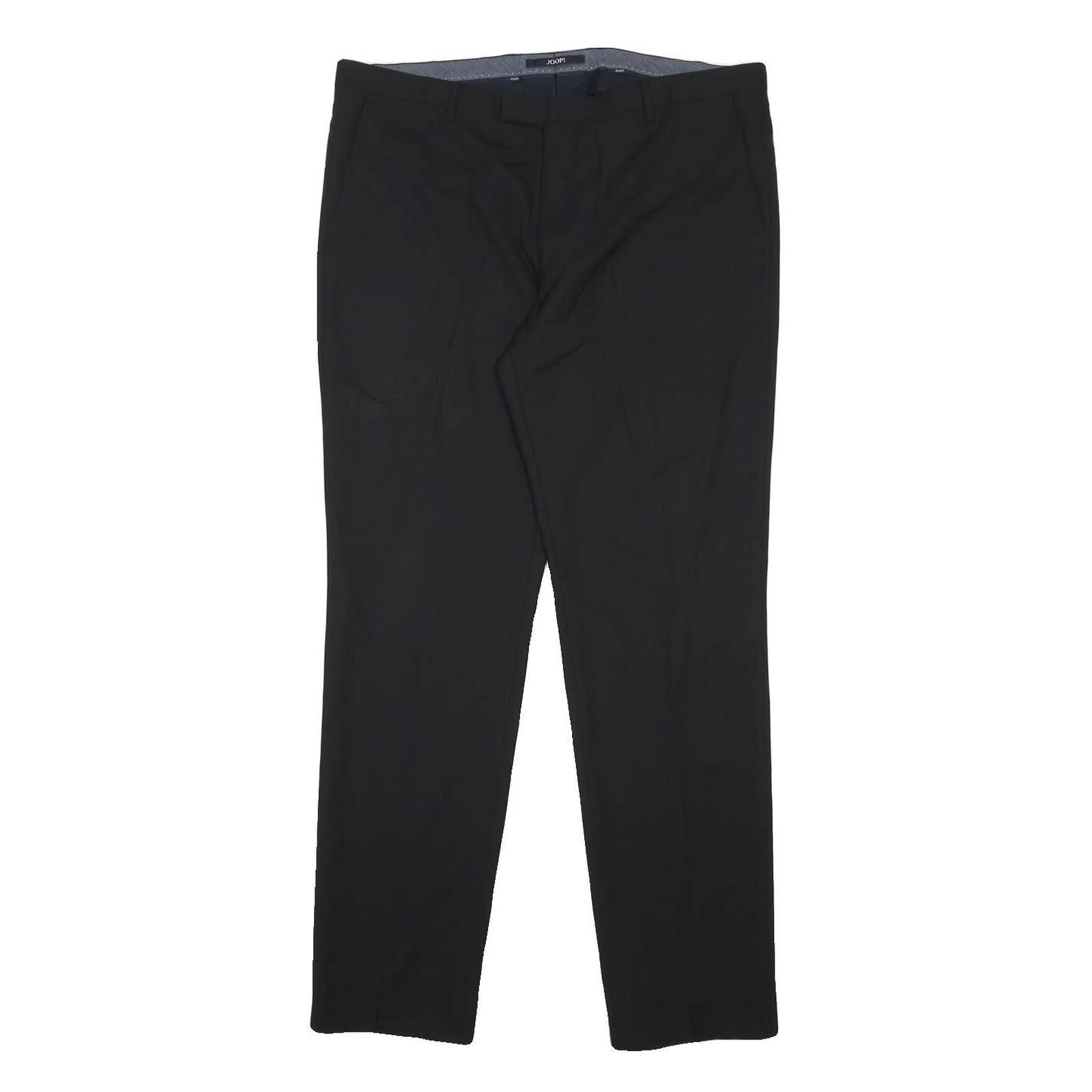 JOOP! Mens Wool Blend Black Slim Straight Trousers W38 L32 Formal Slip On