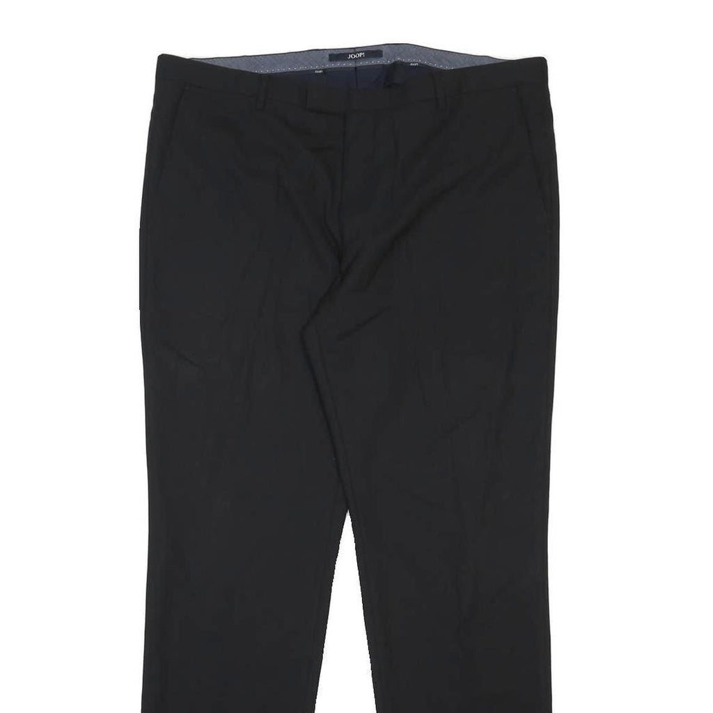 JOOP! Mens Wool Blend Black Slim Straight Trousers W38 L32 Formal Slip On