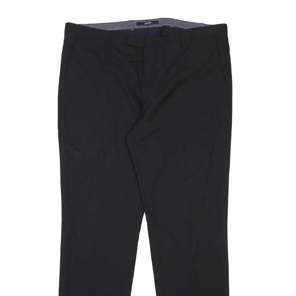 JOOP! Mens Wool Blend Black Slim Straight Trousers W38 L32 Formal Slip On