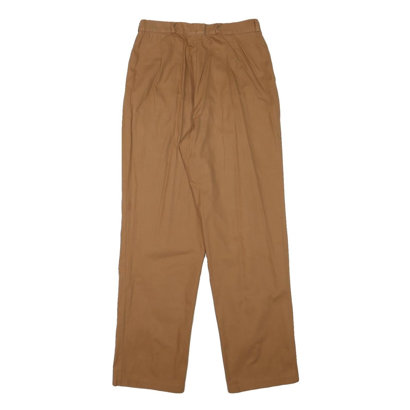 PETER HOLM Womens Cotton Blend Brown Regular Fit Straight Trousers W27 L32
