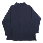 DEVILLE Womens Navy Blue Sweatshirt XL Embroidered Bear Zipper Pockets Pullover