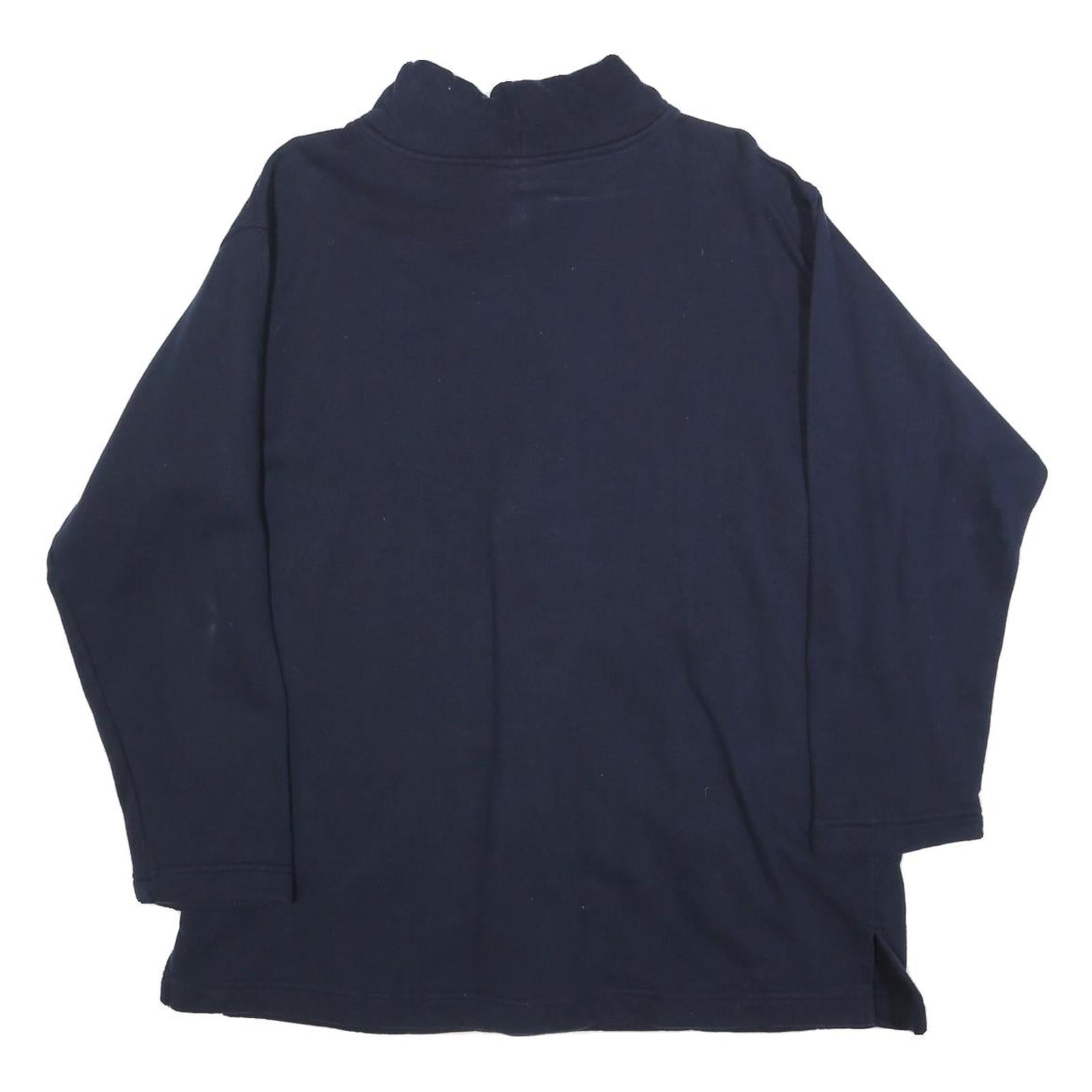 DEVILLE Womens Navy Blue Sweatshirt XL Embroidered Bear Zipper Pockets Pullover