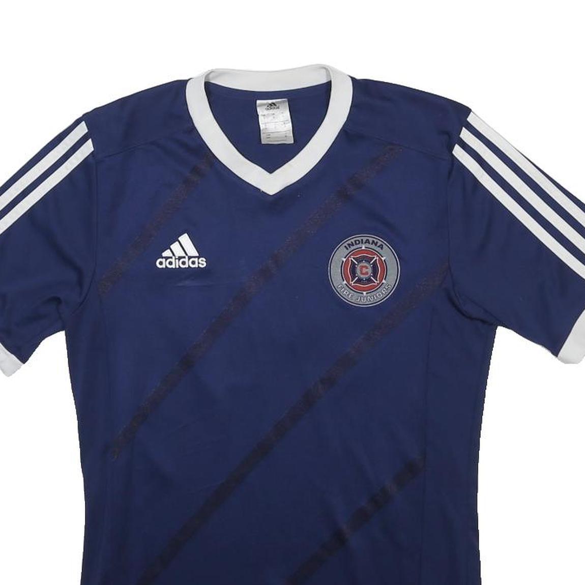 ADIDAS Mens Blue Indiana Fire Juniors Football Shirt S Short Sleeve V-Neck