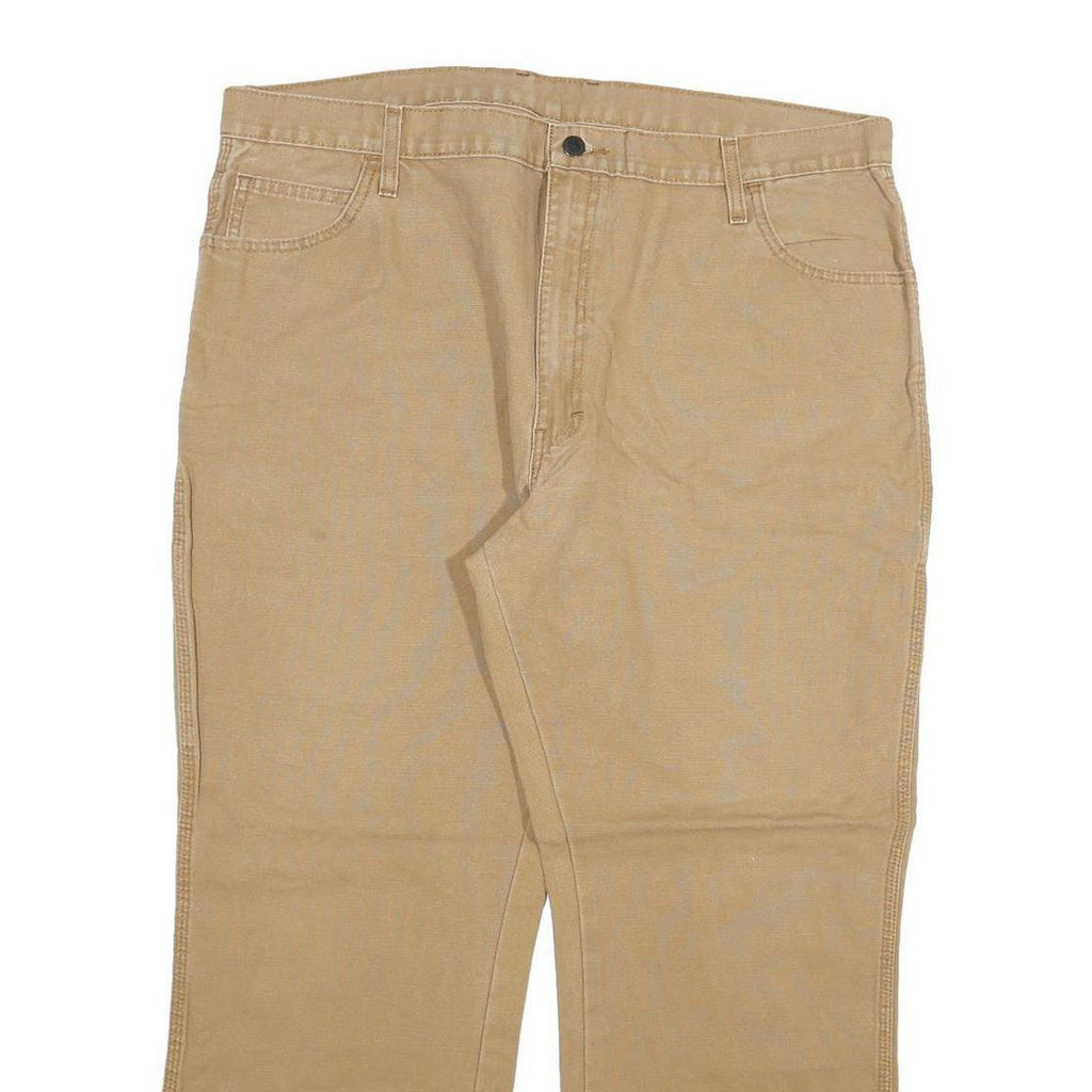 DICKIES Mens Jeans Beige Regular Straight Denim W40 L30 Cotton Blend Zip