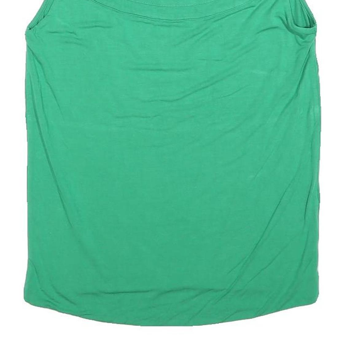 JAEGER Womens Green Sleeveless Boat Neck Cotton Blend Top M Casual Summer Style