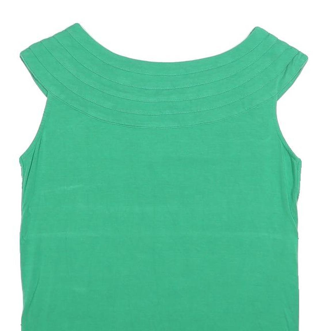 JAEGER Womens Green Sleeveless Boat Neck Cotton Blend Top M Casual Summer Style