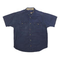 FORECAST Mens Navy Blue Cotton Blend Short Sleeve Shirt L Button Front Casual