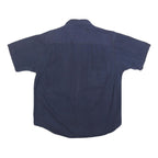 FORECAST Mens Navy Blue Cotton Blend Short Sleeve Shirt L Button Front Casual
