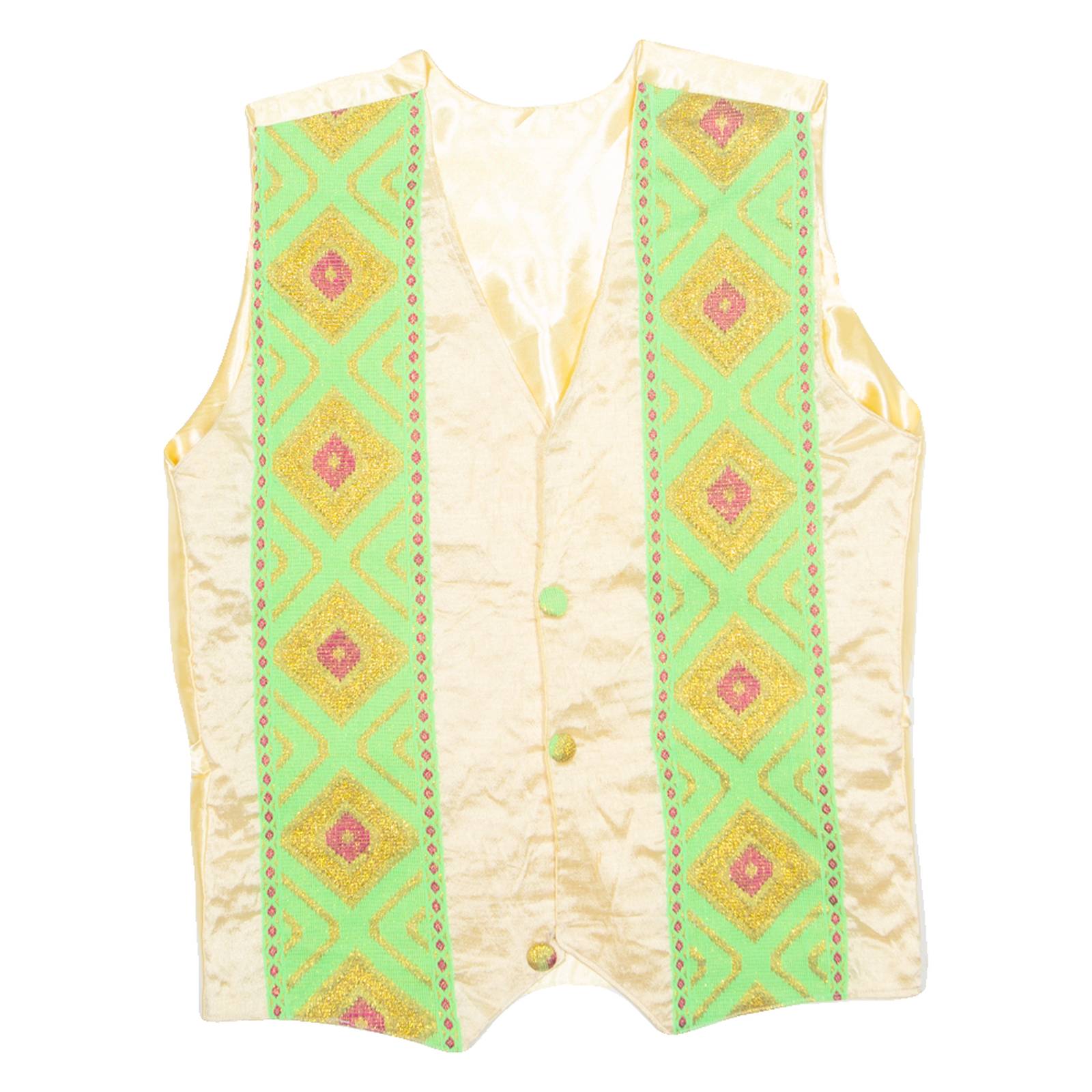 Eastern Inspired Mens Blazer Waistcoat Gold Crazy Pattern L