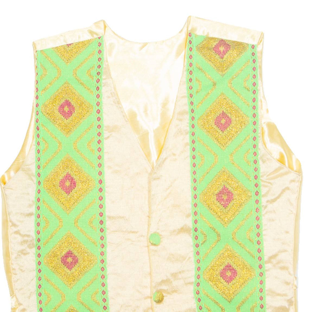 Eastern Inspired Mens Blazer Waistcoat Gold Crazy Pattern L