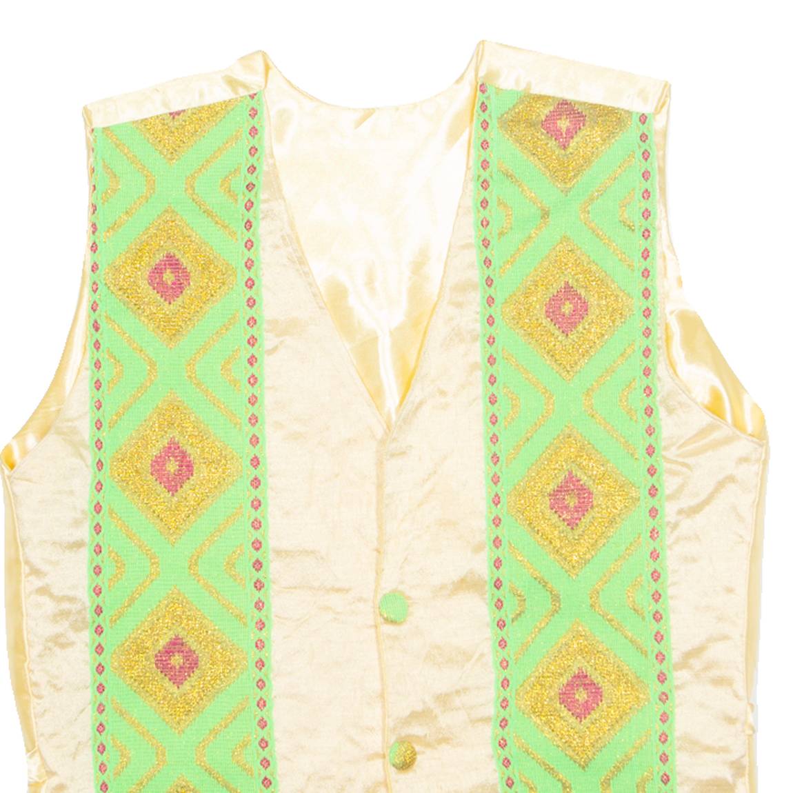 Eastern Inspired Mens Blazer Waistcoat Gold Crazy Pattern L