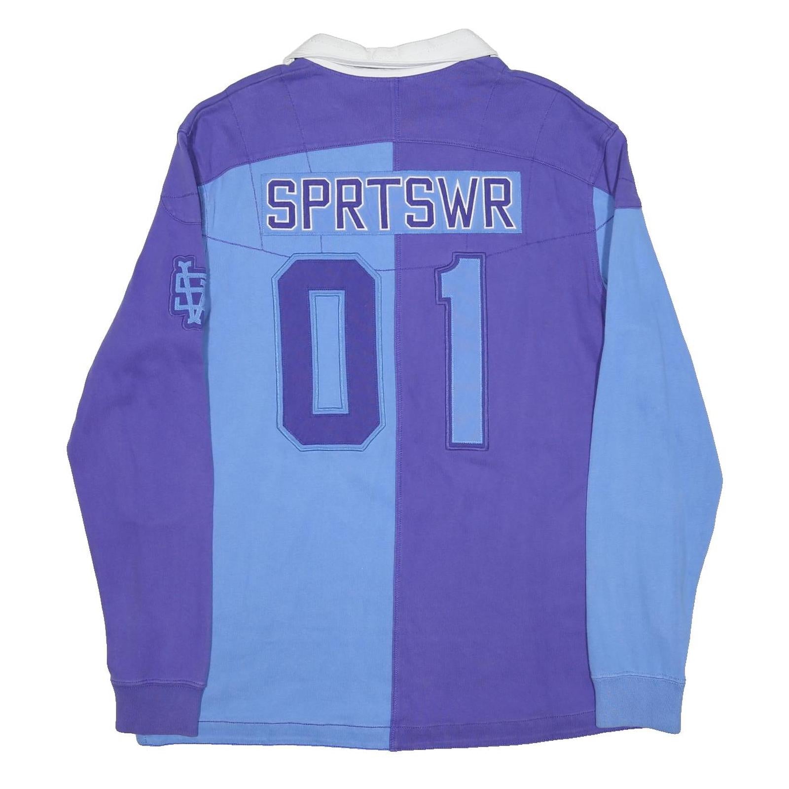 NIKE Mens Purple & Blue Rugby 01 Embroidered Logo Long Sleeve Polo XL Cotton