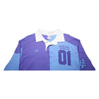 NIKE Mens Purple & Blue Rugby 01 Embroidered Logo Long Sleeve Polo XL Cotton