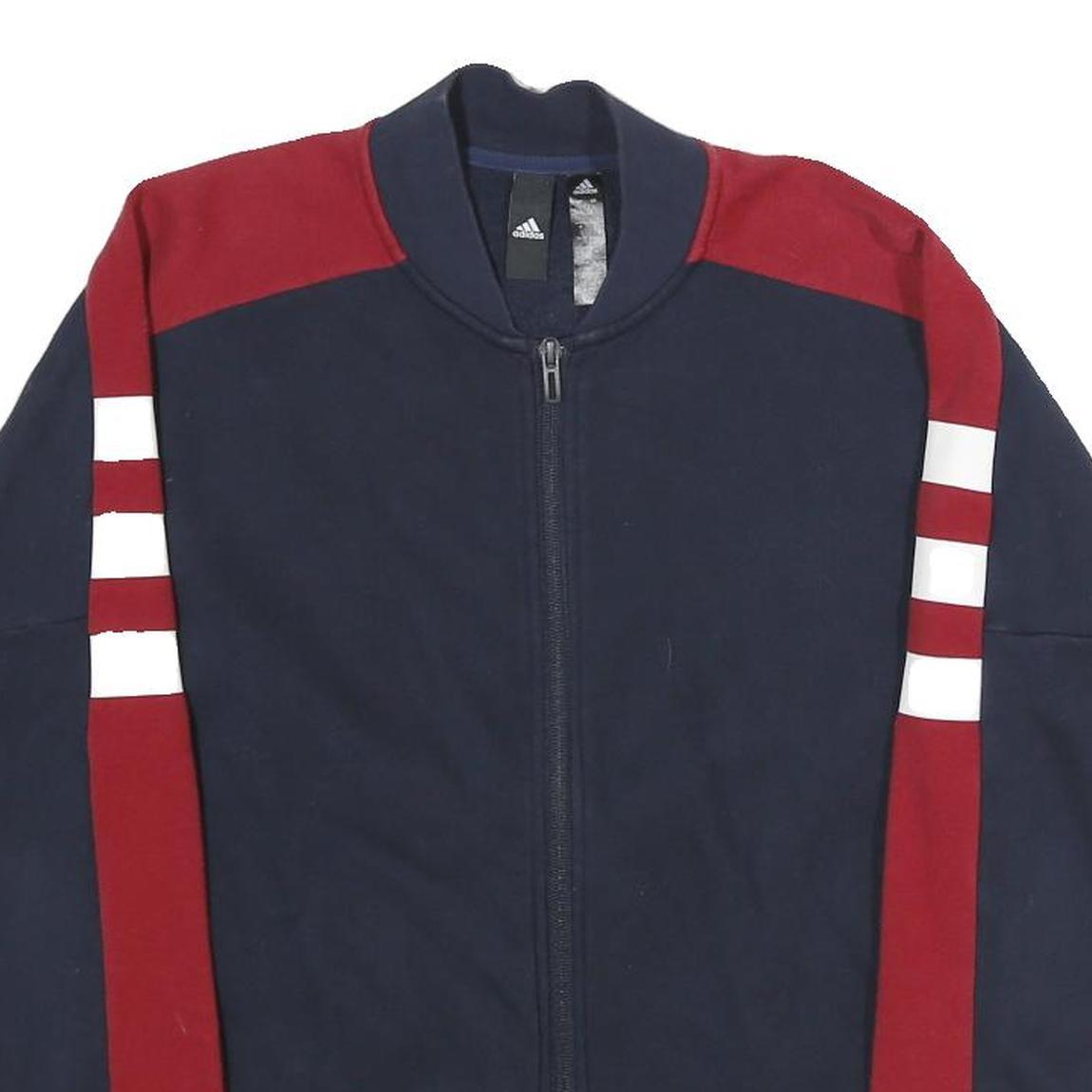 ADIDAS Womens Navy Blue & Maroon Zip Jacket S Cotton Blend Sport Casual