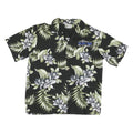 ALPHA REPUBLIC Mens Black Green Floral Print Hawaiian Shirt L Cotton Blend