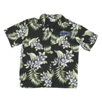 ALPHA REPUBLIC Mens Black Green Floral Print Hawaiian Shirt L Cotton Blend