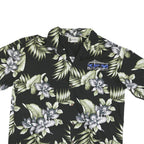 ALPHA REPUBLIC Mens Black Green Floral Print Hawaiian Shirt L Cotton Blend