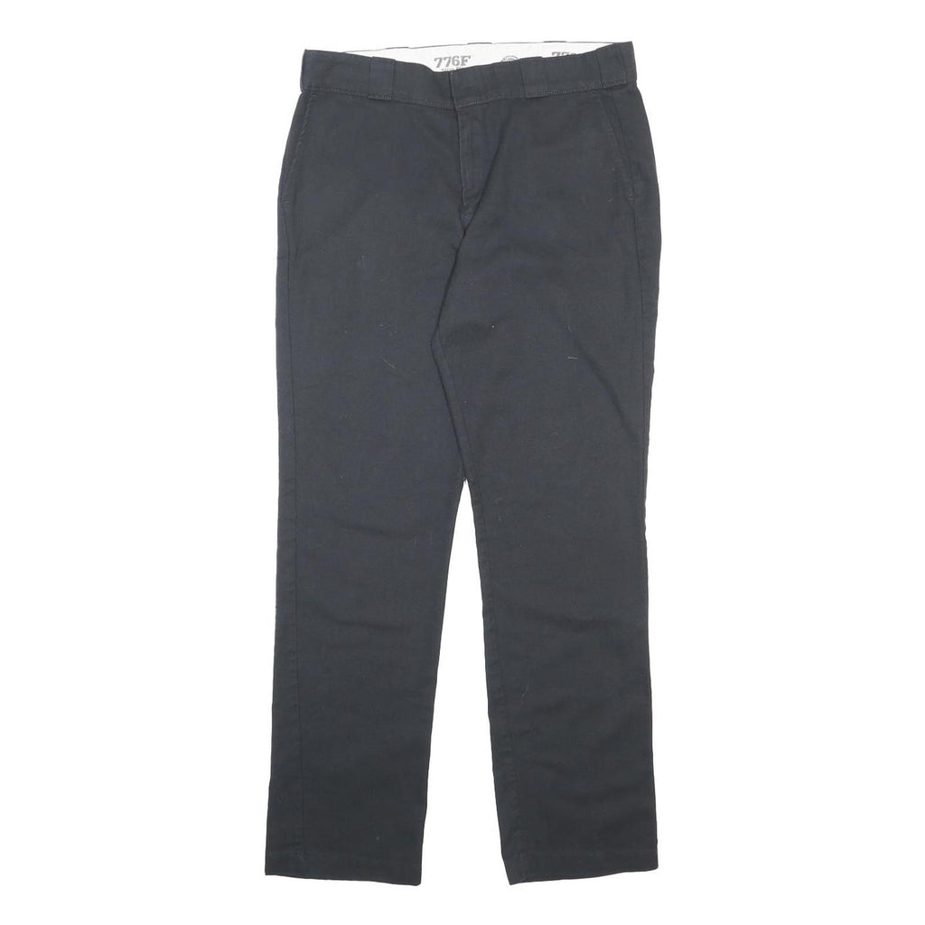 DICKIES Womens Slim Black Cotton Blend Trousers W34 L30 Zip Closure