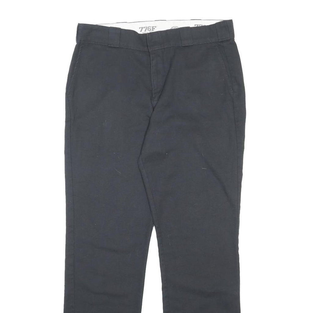 DICKIES Womens Slim Black Cotton Blend Trousers W34 L30 Zip Closure