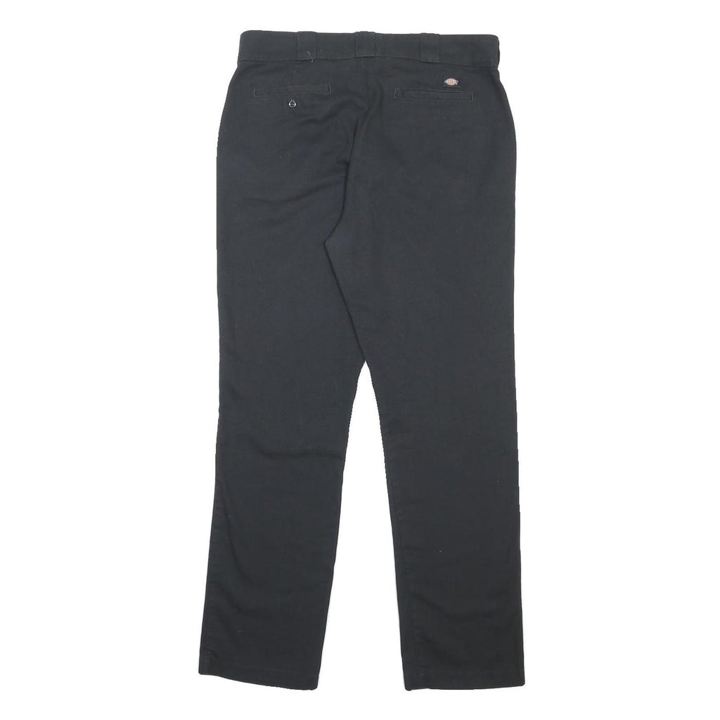 DICKIES Womens Slim Black Cotton Blend Trousers W34 L30 Zip Closure