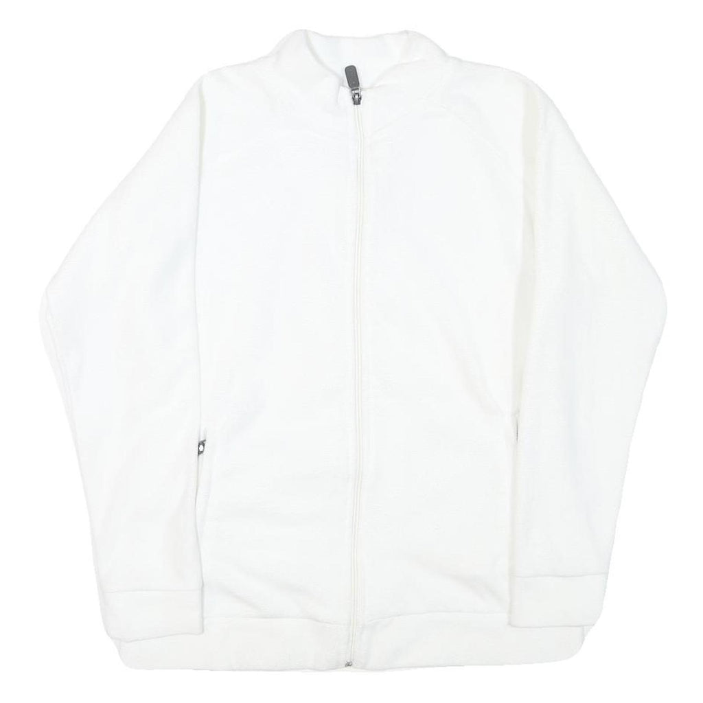 CHICOREE Womens White Jacket M Polyester Blend Plain Zip Casual Outerwear